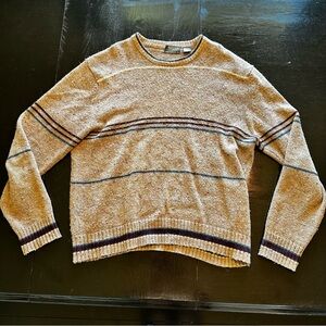 Banner Vintage XL Brown Crewneck Sweater Colorful Wool Blend 90s Taiwan